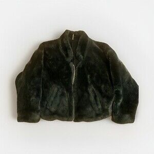 Free People Faux Fur Coat Womens XS Dark Green Jacket Boho Festival